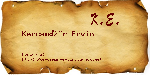 Kercsmár Ervin névjegykártya